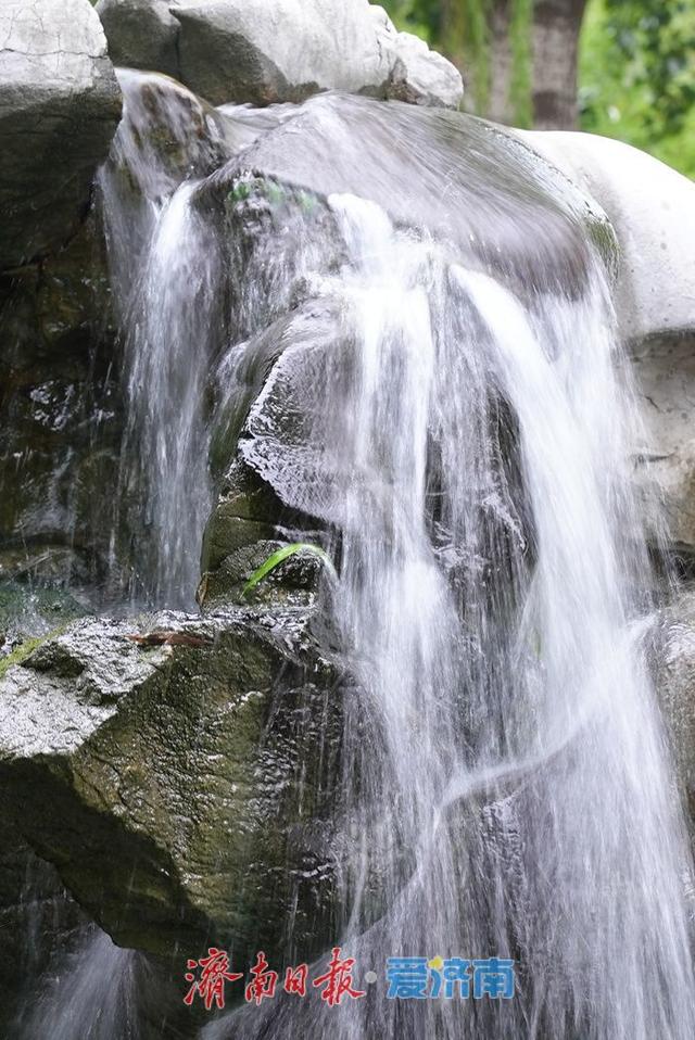 雨后泉景醉游人！“月牙飞瀑”喷涌愈盛，引众人驻足观赏