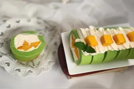 美食厨房丨斑斓芒果蛋糕卷图片