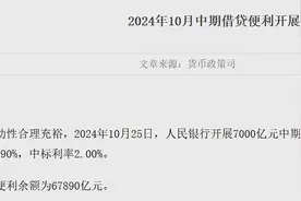 央行开展7000亿1年期MLF操作，中标利率维持2%不变图片