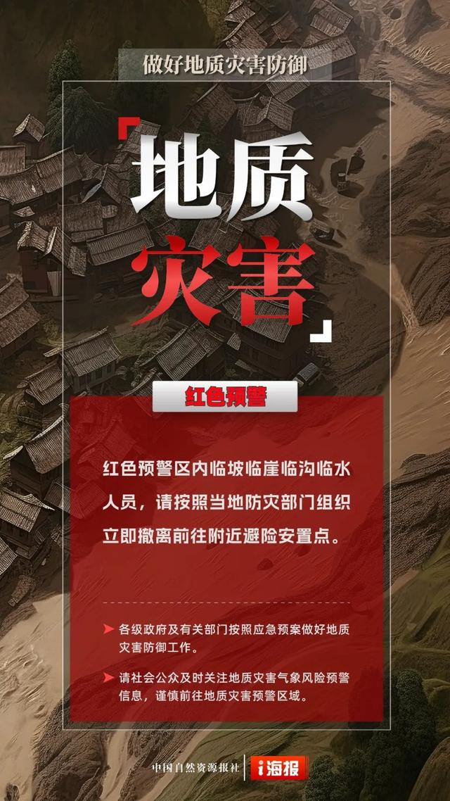 官方发布地质灾害红色预警