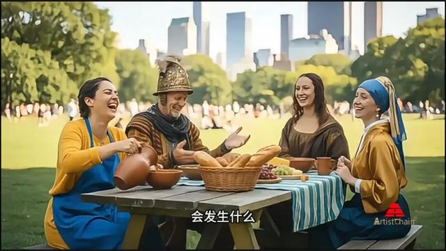 世界名画复活｜中央公园开一场狂欢艺术派对？AI视频脑洞大开，笑喷了