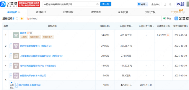 阳光电源等成立科技公司，含集成电路芯片业务