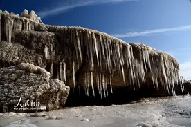 山西临汾：黄河壶口瀑布流凌冰挂景壮美图片
