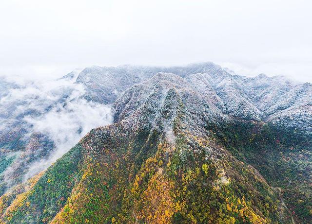 恩施巴东：雪吻秋山云海织锦