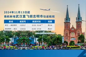 南航武汉至胡志明市直飞航线11月13日复航图片