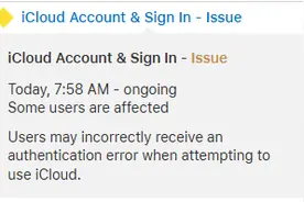苹果公司报告iCloud服务出现故障图片