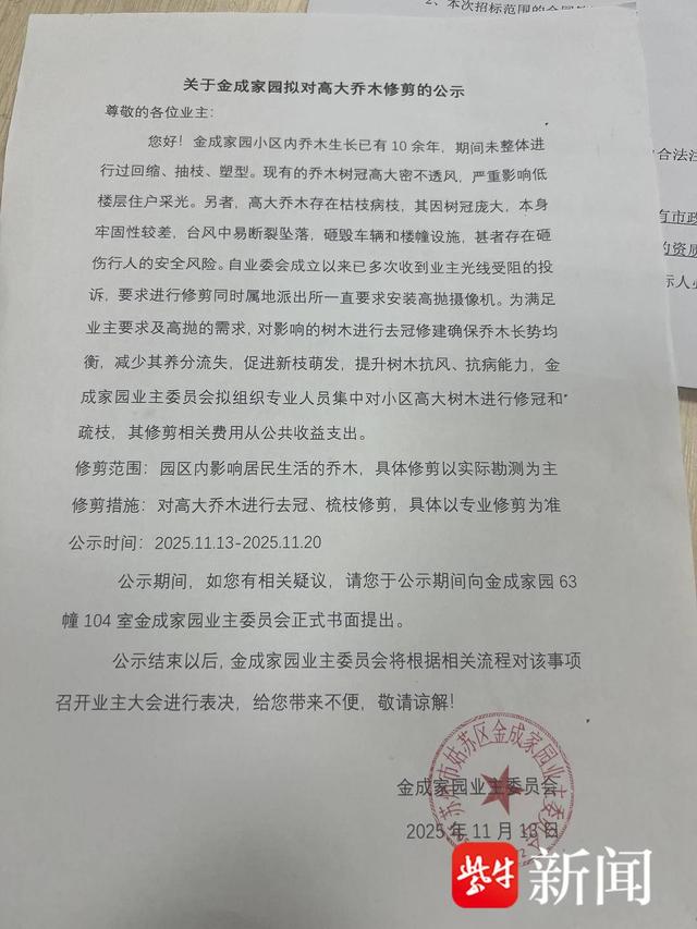 问政江苏｜采光、绿化难兼顾？苏州一小区树木被疑“过度修剪”