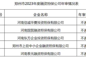 郑州市地方金融管理局：14家小贷、融资担保公司拟不予通过年审 | 名单图片
