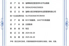 淄博首张！山东科创所属正中信息助力淄博高新区获取省平台数据资产登记证书图片