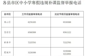 泰安市公布中小学寒假违规补课监督举报电话图片