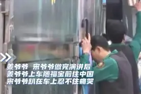 粉丝冒雨送别“福宝”哭成一片，韩饲养员“宋爷爷”贴车泪奔图片