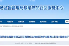 湖南凯特密欧服饰有限公司召回部分凯特密欧牌学生服男生长袖T恤套装下装裤子图片
