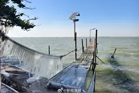 上海淀山湖畔现冰凌奇观图片