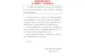 杭州银行：行长虞利明因个人原因辞任图片