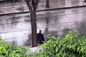 点赞河北｜石家庄大雨中，两名女大学生为街边淋雨老人买伞，从学校超市一路蹚水送过去图片