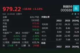 科技龙头纷纷走强，科创50指数半日涨幅超1%图片