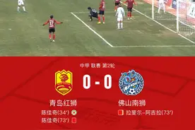 青岛红狮0-0佛山南狮，陈佳奇失点并染红，拉斐尔-阿吉拉染红图片