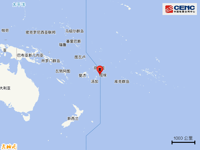 汤加群岛发生5.6级地震