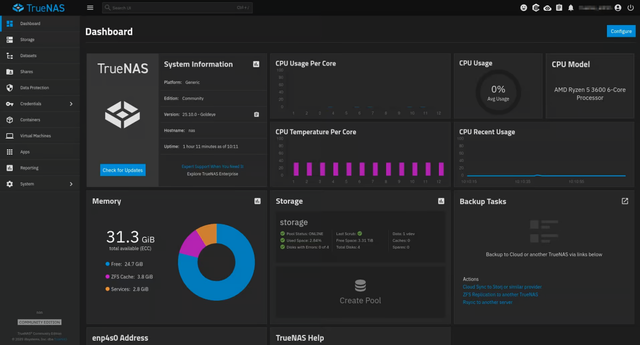 TrueNAS 25.10 正式发布：支持 NVMe-oF 与 400GbE 网络