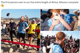 世界首位，27岁英国男子从南到北跑步穿越非洲大陆图片