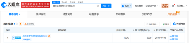 哈啰出行在重庆成立网络科技公司