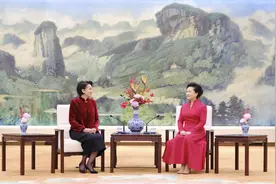 彭丽媛同吉尔吉斯斯坦总统夫人扎帕罗娃茶叙图片