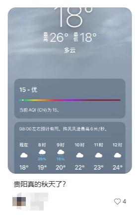 IP贵州，8月份已经盖起了羽绒被