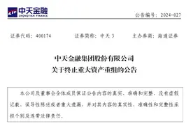 中天金融宣布终止重大资产重组，欲追回70亿元定金图片