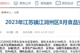 2023年江苏镇江润州区8月食品安全抽检结果公告图片