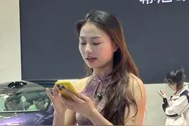 齐鲁车展美女主播认真敬业笑容可掬图片