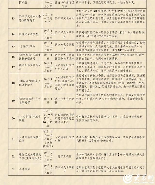 济宁太白湖新区国庆活动解锁假日新体验
