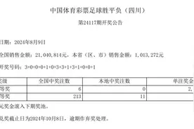 中国体育彩票8月9日开奖结果图片