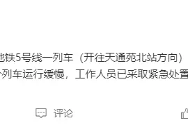 北京地铁5号线一列车发生故障，后续部分列车运行缓慢图片