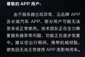 没带机械钥匙进不去车 长城汽车回应APP故障：正在修复图片