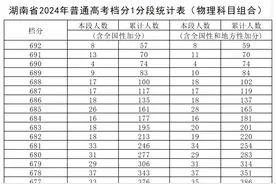 湖南省2024年普通高考档分1分段统计表出炉图片