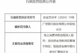 广发银行安阳分行被罚95万 线上消费贷违规流入股市等图片