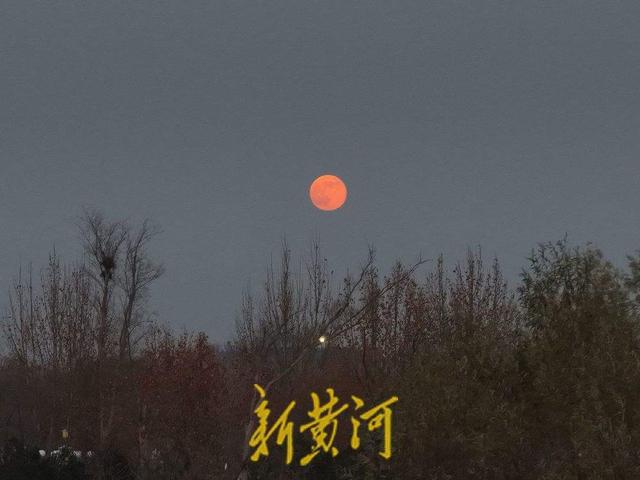 湖光月色！济南华山湖畔赏红月凌空