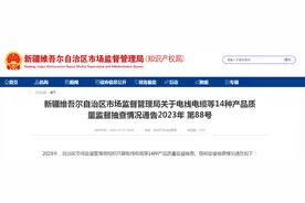 新疆维吾尔自治区市场监督管理局关于电线电缆等14种产品质量监督抽查情况通告2023年 第88号图片