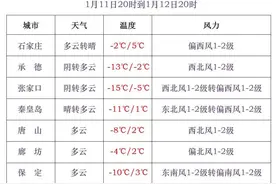9℃→3℃！石家庄气温先升后降！河北这里出现降雪……图片