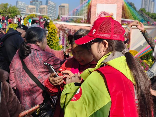 金菊铺锦映江城，志愿红暖赏菊路，武汉文旅志愿者护航金秋菊展