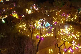 航拍趵突泉景区夜色，千万盏花灯灿若星辰图片