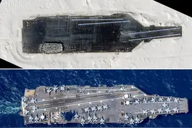 美国卫星拍摄中国，沙漠中现“福特”号航母，美军又要头疼了？图片