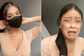 美女自拍很美丽，摘下口罩的那一刻，注定成为美女心中的阴影。图片