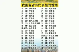 涨见识啦，我国各省有代表性的香烟，你的省份有哪些香烟呢？图片