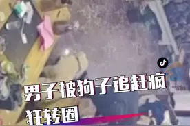 临沂一#男子被狗子追赶疯狂转圈：我不是怕狗，是它太粘人了！它喜欢舔我，我又刚洗完澡视频封面