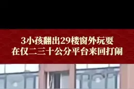 危险！湖南3小孩翻出29楼窗外玩耍，知情人：家长皮带打断三根图片