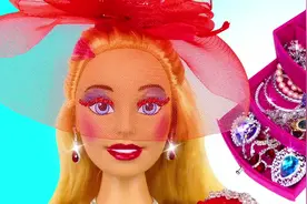 巨型芭比娃娃婚礼化妆眼影，唇膏，指甲油，首饰套装玩具