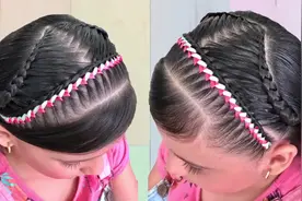 可爱公主风女童缎带刘海编发教程，家里女儿是长发的别错过哦！