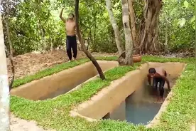 越南两兄弟徒手建造“隐蔽”地下室，钻进去后，太惊艳了！视频封面