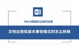 Word高效办公技巧分享：遇到低版本兼容模式问题怎么转换